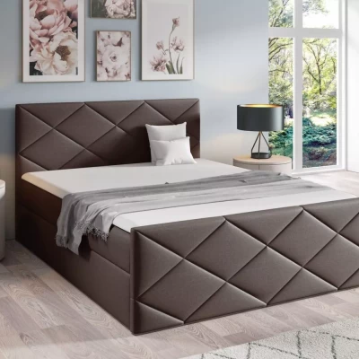 Posteľ s matracom a roštom HALKA - 180x220, hnedá + topper ZADARMO