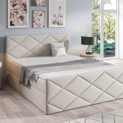 Posteľ s matracom a roštom HALKA - 180x220, béžová 1+ topper ZADARMO