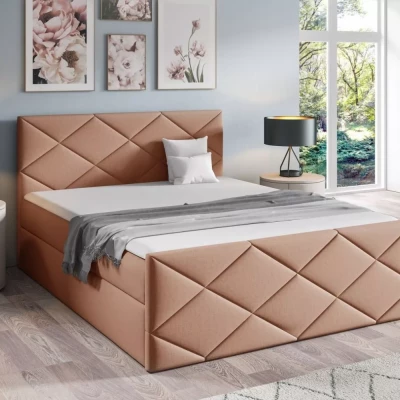 Posteľ s matracom a roštom HALKA - 160x220, lososová + topper ZADARMO