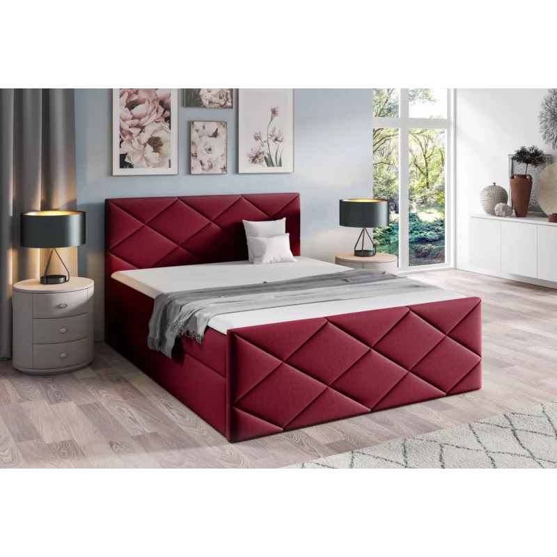 Posteľ s matracom a roštom HALKA - 160x220, červená 2 + topper ZADARMO