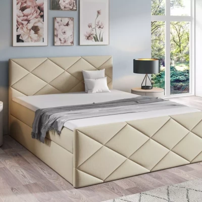 Posteľ s matracom a roštom HALKA - 160x220, béžová 2 + topper ZADARMO