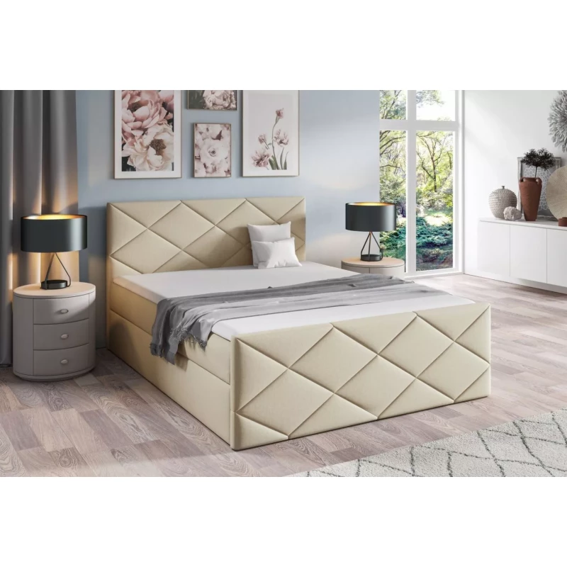 Posteľ s matracom a roštom HALKA - 160x220, béžová 2 + topper ZADARMO