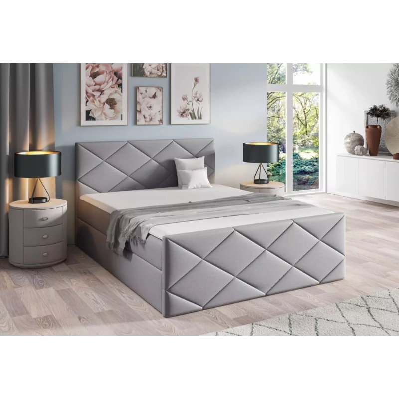Posteľ s matracom a roštom HALKA - 160x220, šedá 2 + topper ZADARMO