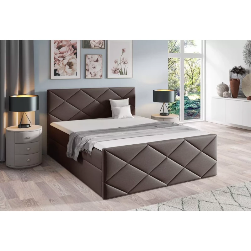 Posteľ s matracom a roštom HALKA - 160x220, hnedá + topper ZADARMO