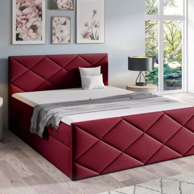 Posteľ s matracom a roštom HALKA - 140x220, červená 2 + topper ZADARMO