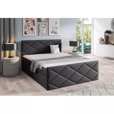 Posteľ s matracom a roštom HALKA - 140x220, čierna + topper ZADARMO