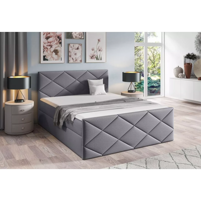 Posteľ s matracom a roštom HALKA - 140x220, šedá 1 + topper ZADARMO