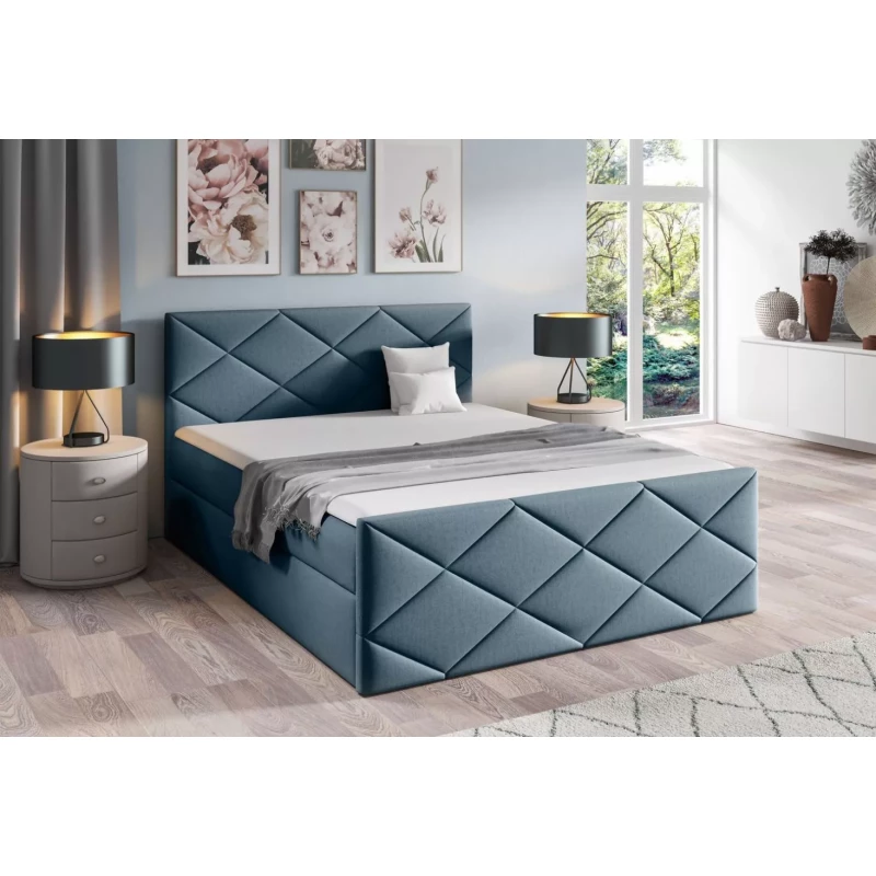 Posteľ s matracom a roštom HALKA - 120x220, modrá 2 + topper ZADARMO