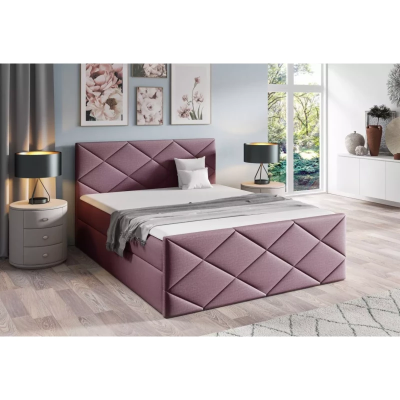 Posteľ s matracom a roštom HALKA - 120x220, fialová 1 + topper ZADARMO