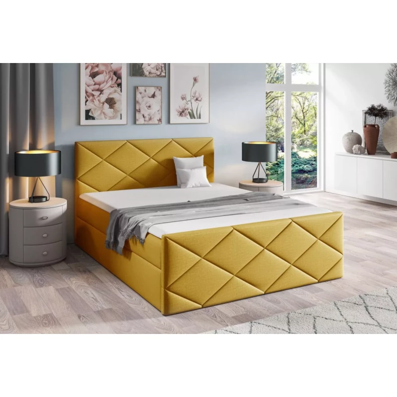 Posteľ s matracom a roštom HALKA - 120x220, žltá 1 + topper ZADARMO