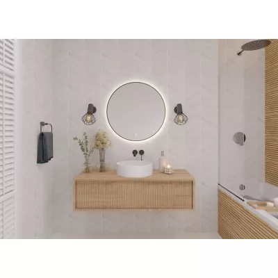 Okrúhle zrkadlo MARLO s LED osvetlením - čierne