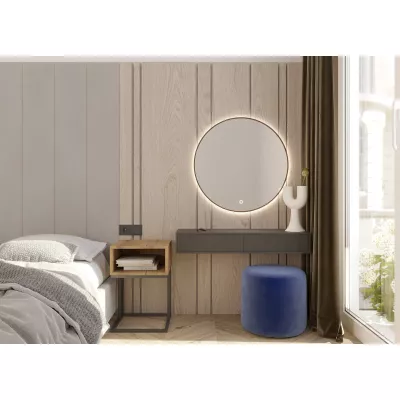 Okrúhle zrkadlo MARLO s LED osvetlením - čierne