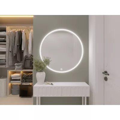 Okrúhle zrkadlo ONYX s LED osvetlením - biele