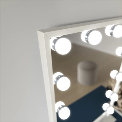 Stolové zrkadlo REVEL s LED osvetlením - biele