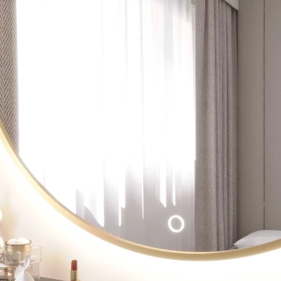 Okrúhle zrkadlo SOL s LED osvetlením - zlaté