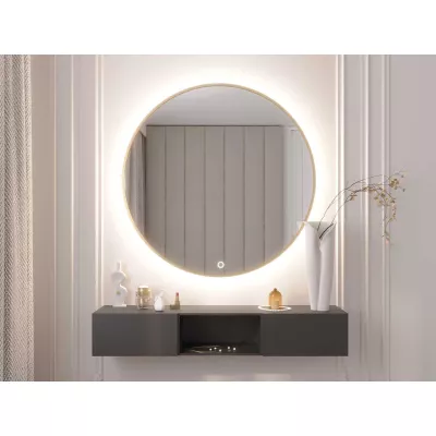 Okrúhle zrkadlo SOL s LED osvetlením - zlaté