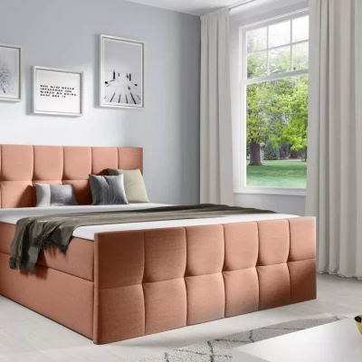 Manželská posteľ CHLOE - 180x220, lososová + topper ZADARMO
