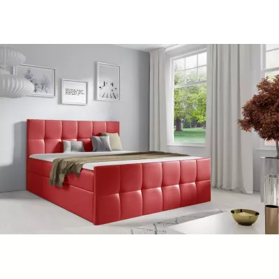 Manželská posteľ CHLOE - 160x220, červená eko koža + topper ZADARMO