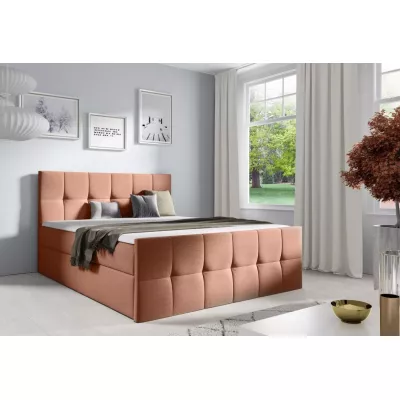 Manželská posteľ CHLOE - 160x220, lososová + topper ZADARMO