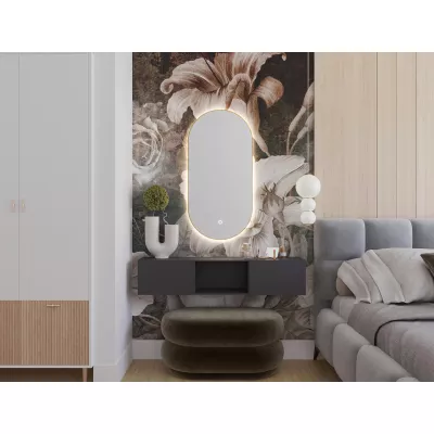 Oválne zrkadlo ORIEN s LED osvetlením - zlaté