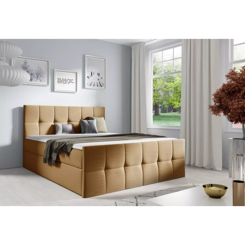 Manželská posteľ CHLOE - 160x220, svetlo hnedá + topper ZADARMO