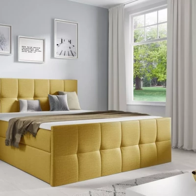 Manželská posteľ CHLOE - 160x220, žltá + topper ZADARMO