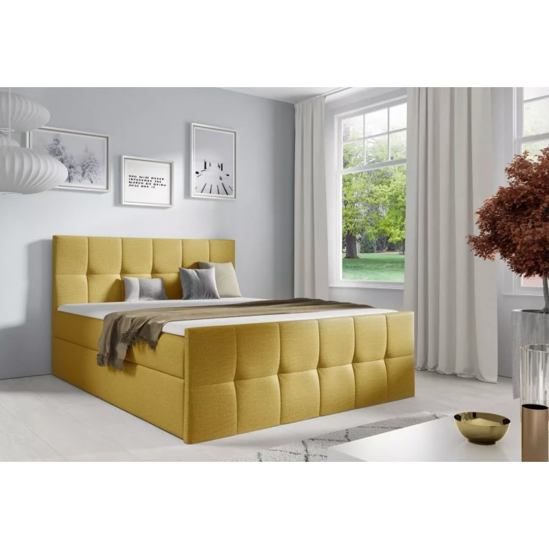 Manželská posteľ CHLOE - 160x220, žltá + topper ZADARMO