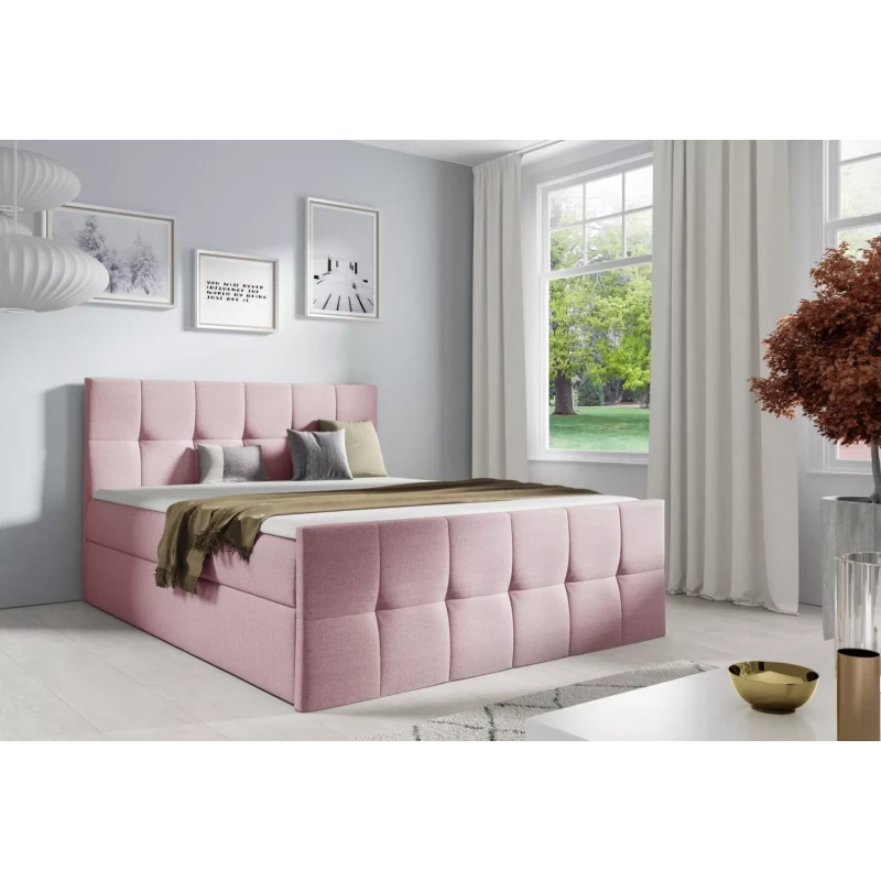 Manželská posteľ CHLOE - 140x220, ružová + topper ZADARMO