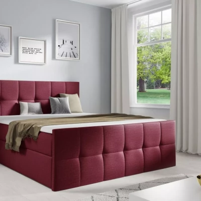 Manželská posteľ CHLOE - 140x220, vínová + topper ZADARMO
