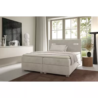 Čalúnená posteľ 120x220 MIRONA s LED osvetlením - béžová + topper ZADARMO