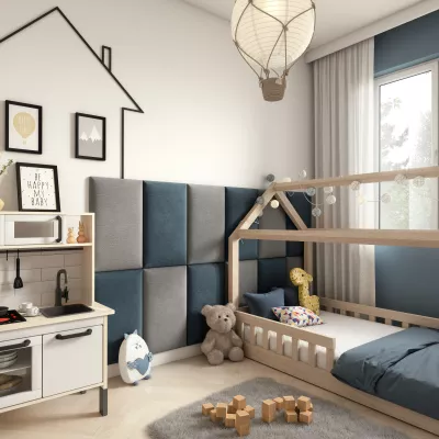 Set čalúnených panelov 180x100 VALERIO - svetlo modrý / svetlo šedý