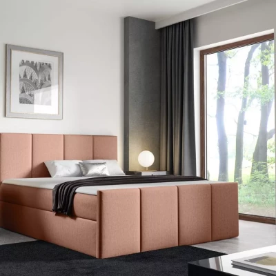 Posteľ s matracom a roštom LOLA - 200x220, lososová + topper ZADARMO