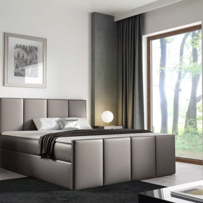 Posteľ s matracom a roštom LOLA - 180x220, šedá eko koža + topper ZADARMO