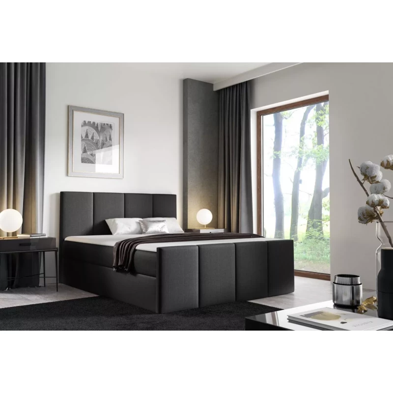 Posteľ s matracom a roštom LOLA - 180x220, čierna + topper ZADARMO