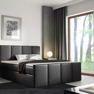Posteľ s matracom a roštom LOLA - 120x220, čierna eko koža + topper ZADARMO