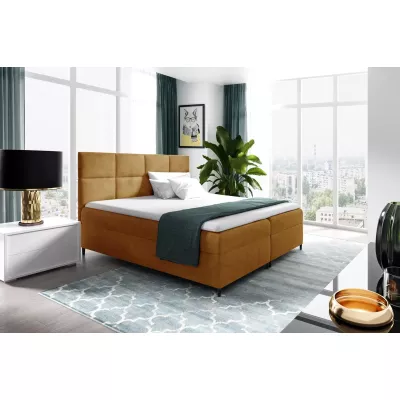 Posteľ boxspring s úložným priestorom BRIGITA - 200x220, žltá + topper ZADARMO