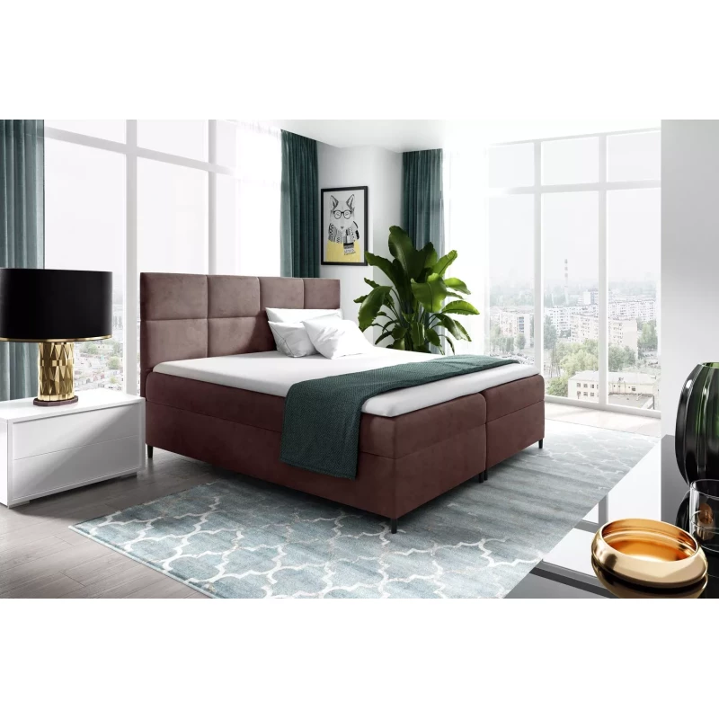 Posteľ boxspring s úložným priestorom BRIGITA - 180x220, hnedá 2 + topper ZADARMO