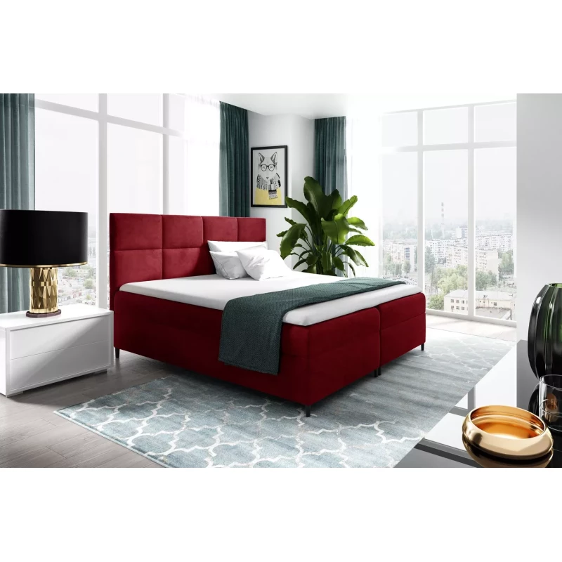 Posteľ boxspring s úložným priestorom BRIGITA - 180x220, červená + topper ZADARMO