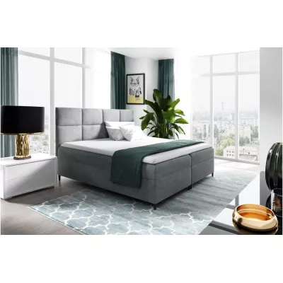 Posteľ boxspring s úložným priestorom BRIGITA - 160x220, šedá + topper ZADARMO