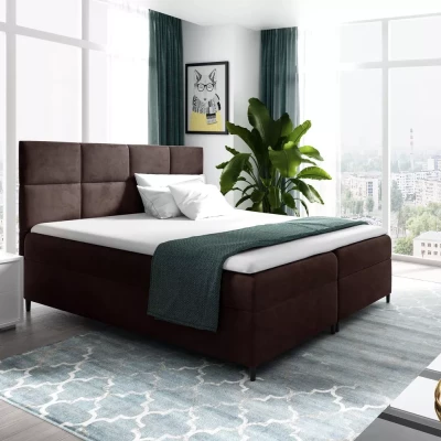 Posteľ boxspring s úložným priestorom BRIGITA - 160x220, hnedá 1+ topper ZADARMO