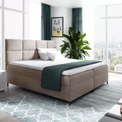 Posteľ boxspring s úložným priestorom BRIGITA - 160x220, béžová + topper ZADARMO