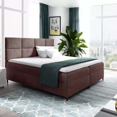 Posteľ boxspring s úložným priestorom BRIGITA - 140x220, hnedá 2 + topper ZADARMO