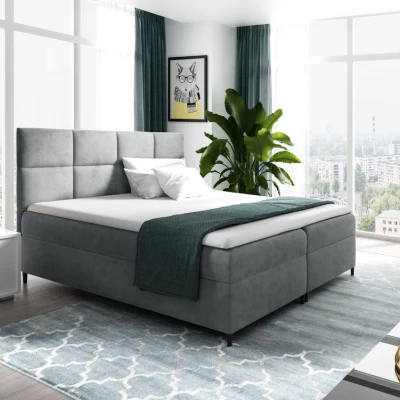 Posteľ boxspring s úložným priestorom BRIGITA - 120x220, šedá + topper ZADARMO