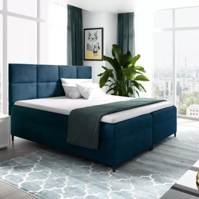 Posteľ boxspring s úložným priestorom BRIGITA - 120x220, modrá + topper ZADARMO