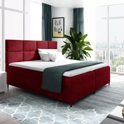 Posteľ boxspring s úložným priestorom BRIGITA - 120x220, červená + topper ZADARMO