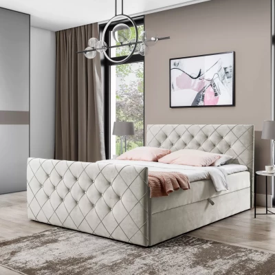 Boxspringová posteľ LENKA - 120x220, béžová + topper ZADARMO