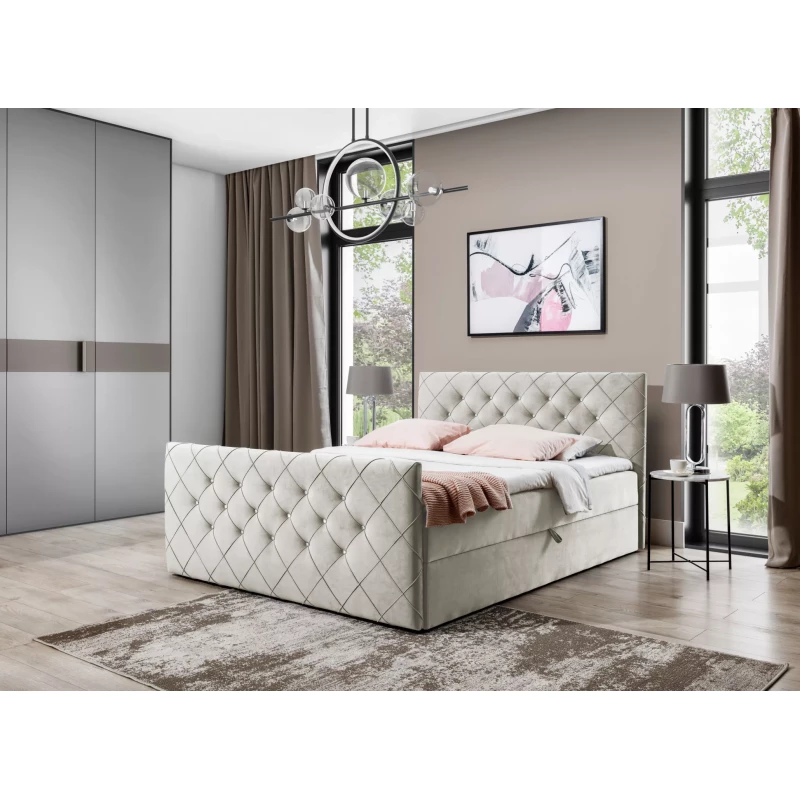 Boxspringová posteľ LENKA - 120x220, béžová + topper ZADARMO
