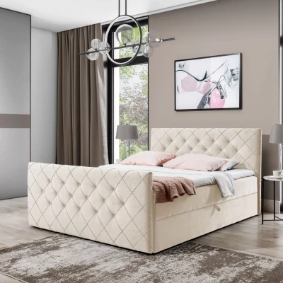 Boxspringová posteľ LENKA - 120x220, smotanová + topper ZADARMO