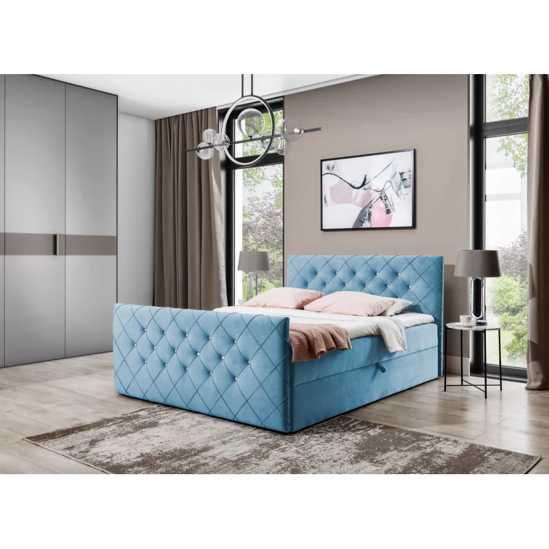 Boxspringová posteľ LENKA - 120x220, svetlo modrá + topper ZADARMO