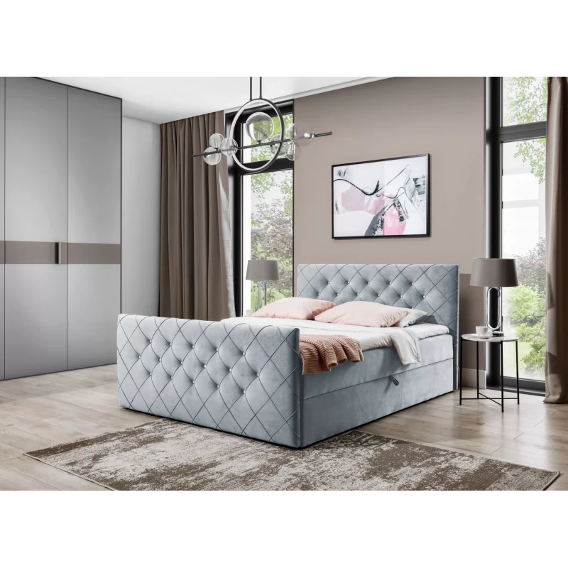 Boxspringová posteľ LENKA - 120x220, svetlo šedá + topper ZADARMO